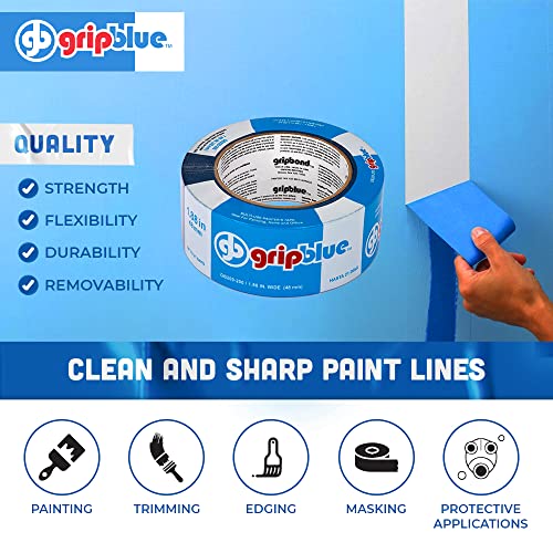 Image of Professional-Grade Blue Painters Tape 2 Inch Wide, 1 Roll | 1.88 in x 60 yd, Clean Removal, Easy Hand Tear, Multi-Surface Masking Tape for Indoor and Outdoor Use, UV Resistant