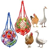 2 Stück Hühner Futternetz zum Aufhängen,Hähnchen Futterautomat,Nylon Fütterungs Netzbeutel,Hühner Obst Und Gemüse Fütterungs Netzbeutel,Praktische Spielzeug Zubehör für Enten,Gänse,Vögel(2PCS)