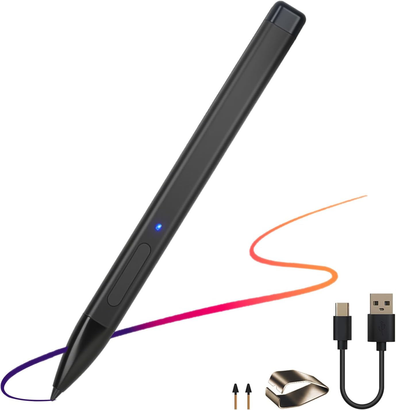 Slim Pen 2 for Microsoft Surface Pro 12/11/10/9/8/7/6/5/4/3/X, with 4096 Pressure, Right-Click&Erase, Palm Rejection, Stylus Pen for Book/Laptop/Surface Go 3/2/1, Studio 2+/2/1