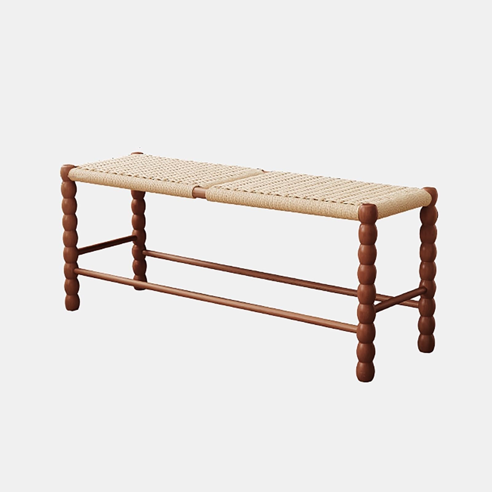 Banc de salle à manger en bois massif et corde kraft pour l'entrée