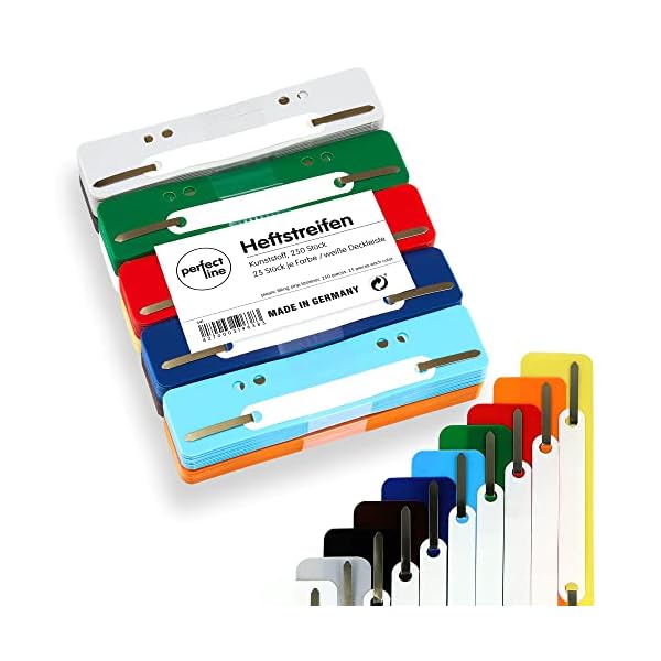 perfect line • 250 Heftstreifen PP (10x25), recycelbarer Kunststoff, MADE IN GERMANY