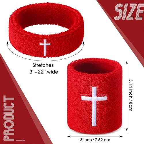 Image of Soulchen 4 pcs Cross Bicep Bands Wrist Bands Christian Arm Sweat Wristbands Absorbent Armband for Men Women Football Baseball Players Sports Activities Supplies