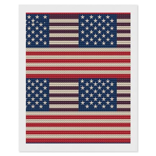 Kit de peinture diamant 5D drapeaux américains pour adultes, broderie diamants 40x50 cm