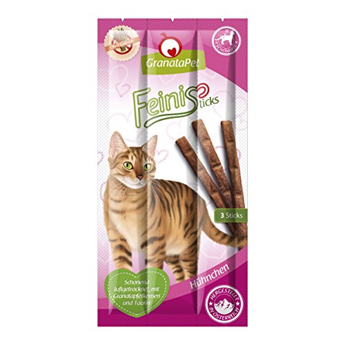 GranataPet FeiniSticks Hühnchen, 24 x 15g, schmackhafter Kausnack für Katzen, Ergänzungsfuttermittel, Katzenleckerli ohne Getreide & Zuckerzusätze, Belohnung für verspielte Samtpfoten