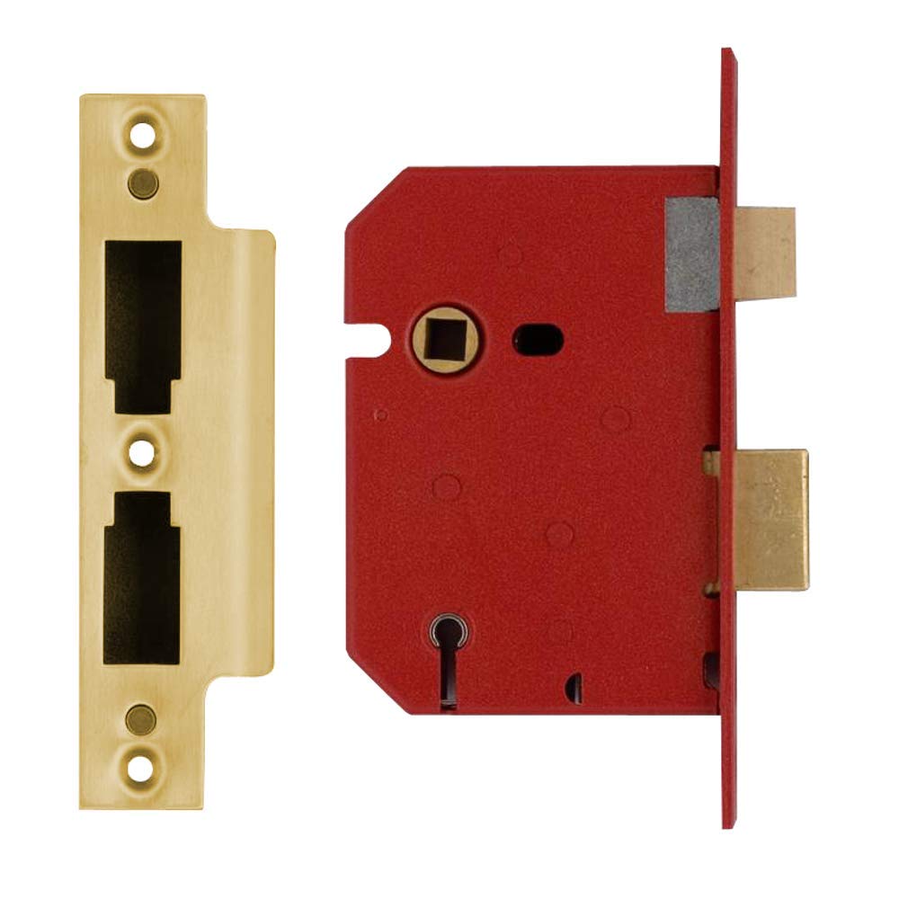 Union 2201 5-Lever Mortice Sash Lock, Brass Finish