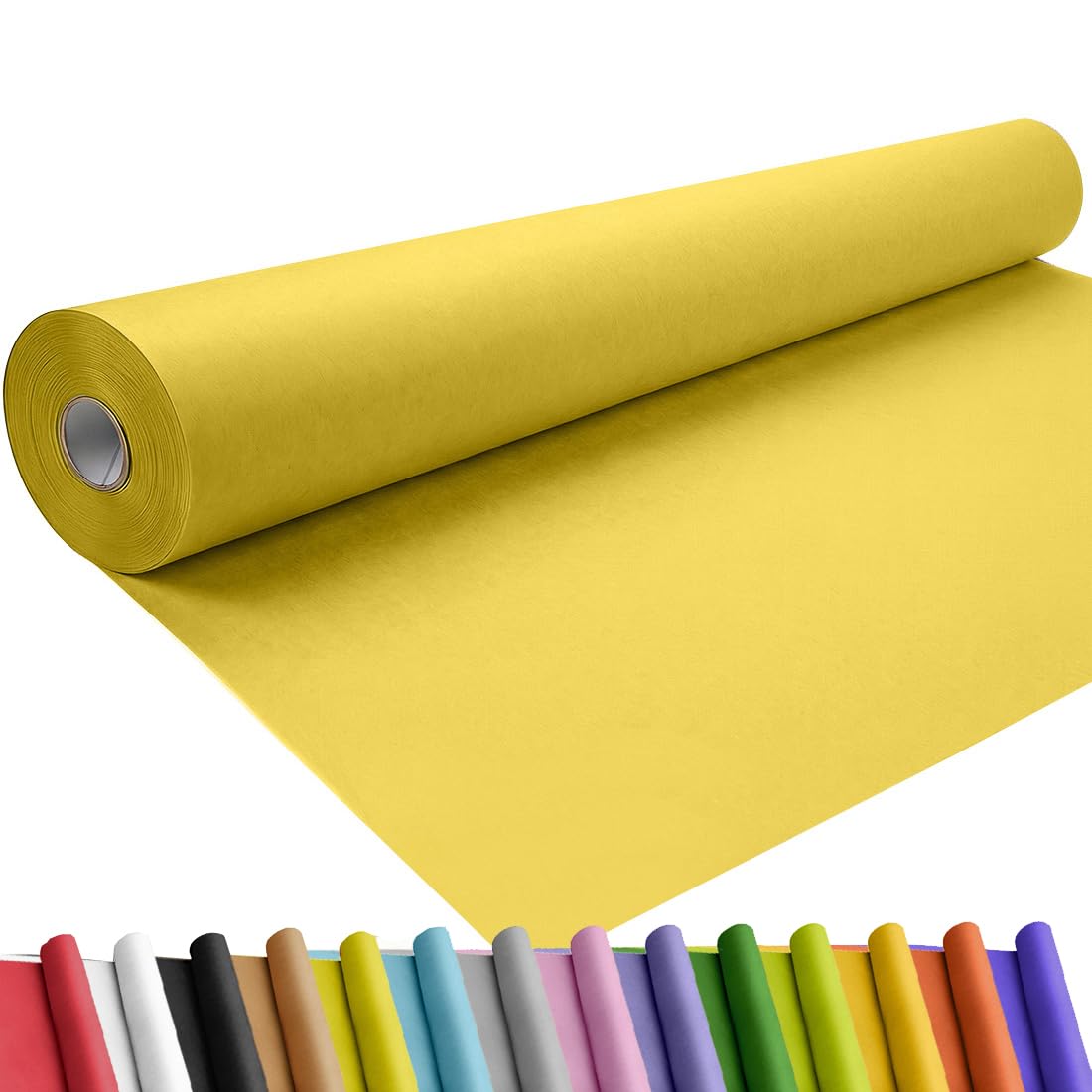 SMART&amp;CASUAL 48" x 1,500" (125') Lemon Yellow Kraft Craft Paper Roll for Gift Wrapping Bulletin Board Bouquet Flower Art Packing Parcel Table Covering 80GSM 55LB (Lemon Yellow, 48" x 125')
