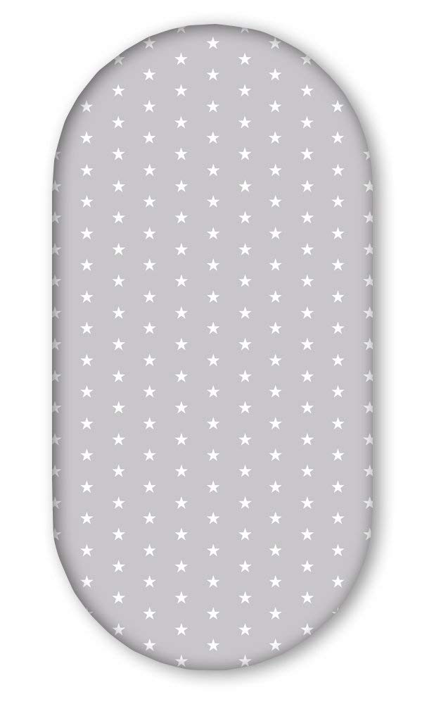 Babymam Small White Stars On Grey Cotton Fitted Sheet 80X38cm Printed Design For Baby Moses Basket Bassinet Crib Baby Nest Pod Toddler Cotbed Travel Cot Sheets Cot Bedding (Small White Stars On Grey)