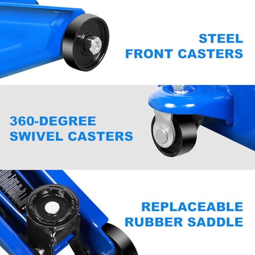 Image of Jack Boss Floor Jack 1.5 Ton (3,000 LBs) Hydraulic Car Jack, Lifting Range from 5.1 Inch to 12.6 Inch, Fits Sedans Automotive Blue