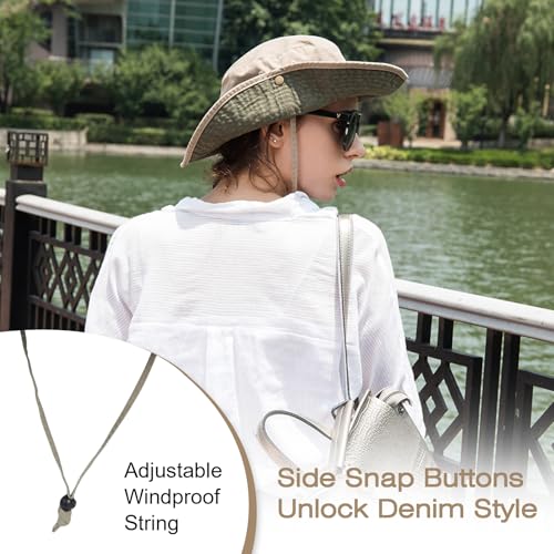 Image of Bucket Hat Wide Brim UV Protection Sun Hat Boonie Hats Fishing Hiking Safari Outdoor Hats for Men and Women