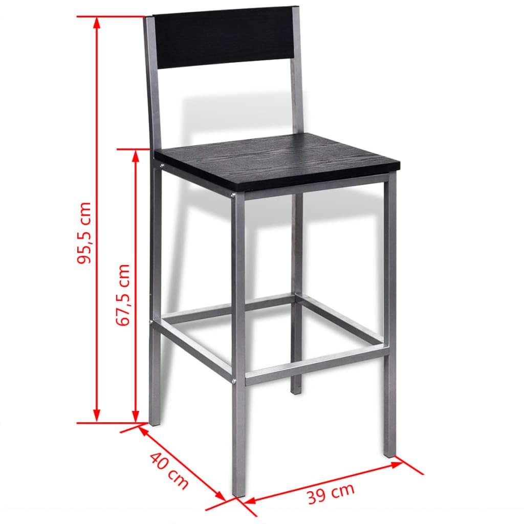 vidaXL Bartisch Stehtisch Küchentisch 2 Barhocker Barstuhl Küchenbar Essgruppe