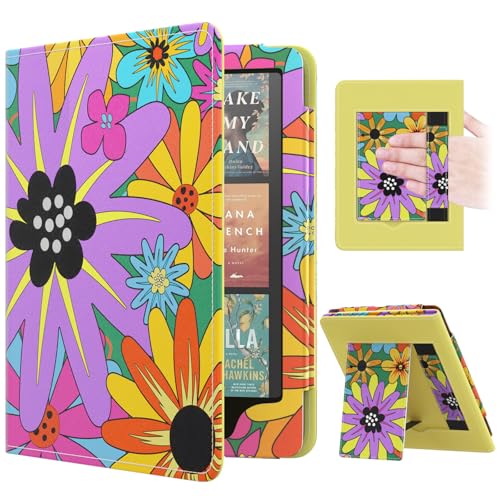 Image of MoKo Case for 7 inch /6.8 inch Kindle Paperwhite(12th /11th Gen-2024 /2021) and Kindle Colorsoft Signature Edition, Slim PU Shell Cover Case with Auto-Wake /Sleep for Kindle Paperwhite 2024, Campus Flowers