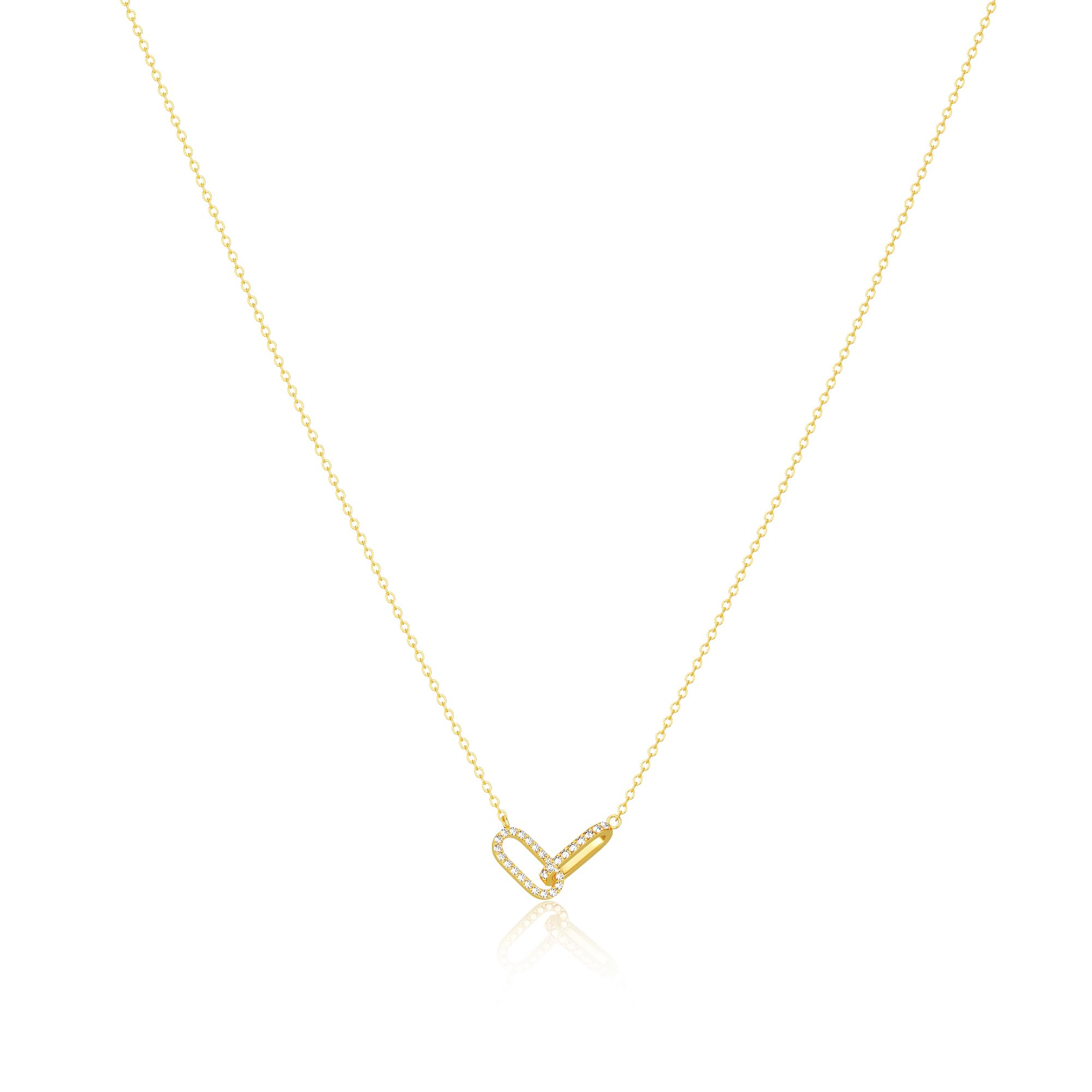 Gold Pendant Necklace for Women, Dainty Diamond Necklaces for Women Simple 14K Gold Plated Paperclip Choker Necklaces Cute Minimalist Open Oval Necklaces Gold Jewelry for Women Gifts
