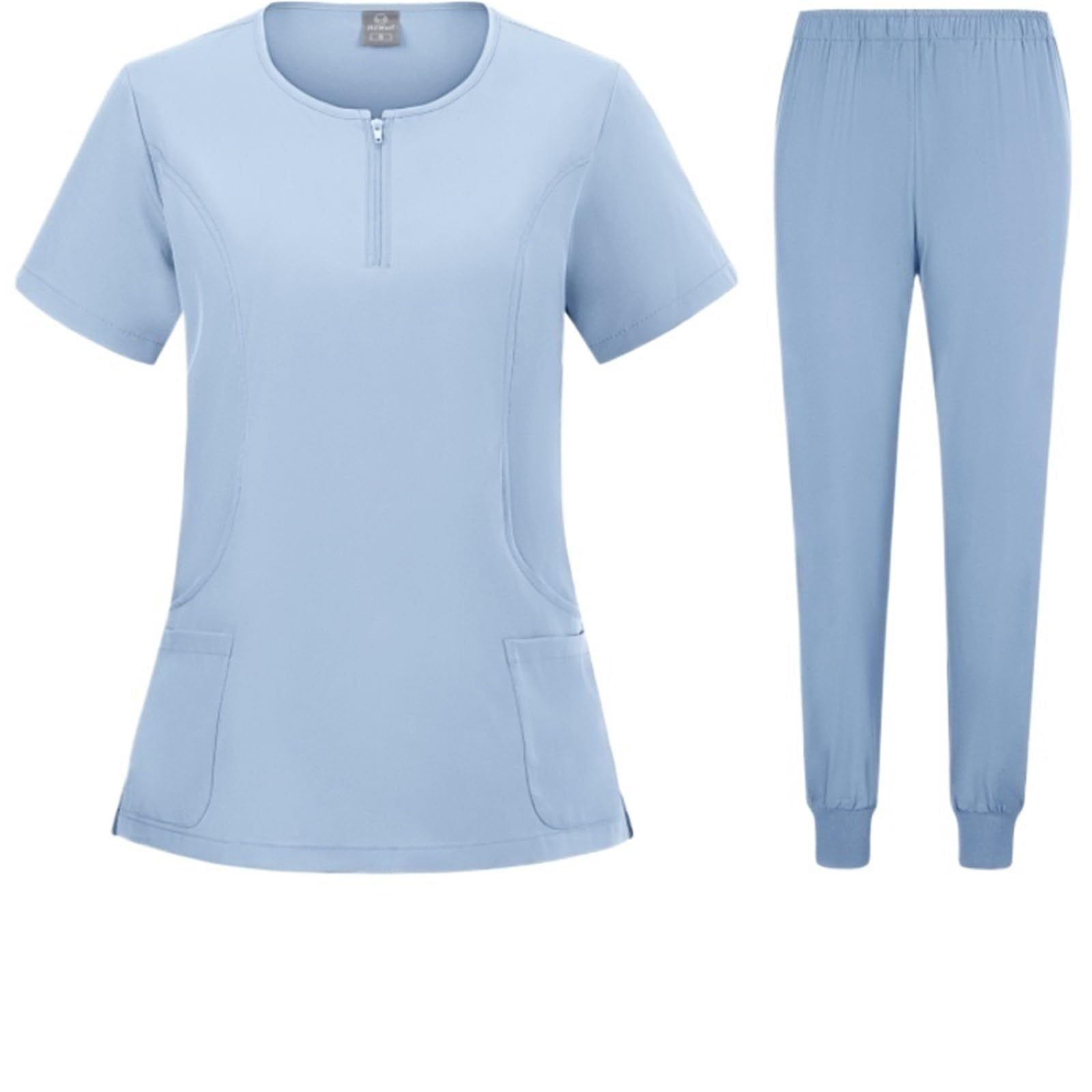 AHUFGN Nurse Scrubs Women Medical Uniform Elastic Scrub Set Hospital Surgical Scrubs Tops Pants Nurse Nursing Workwear Doctors Clothes(Color 4,XXL)