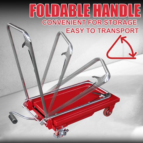 Carro de mesa de elevación hidráulica, capacidad de 330 libras, levanta 8.6 a 28.3 pulgadas, carrito de tijera para transporte y manejo con ruedas