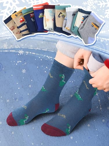 20 Pair Cartoon Socks for Boys Toddler Car Dinosaur Patterned Sport Round Neck Boys Dress Socks3