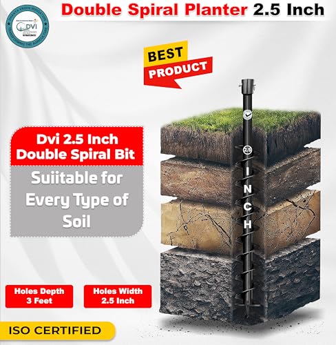 Image of DVI Universal Double Spiral 2.5 Inch Earth Auger Drill Bit /Planter | Fit In Every Type of Earth Auger | Made With High Metal & ISI Approved Pipe For Durablity | For Digging Holes, Plantation.