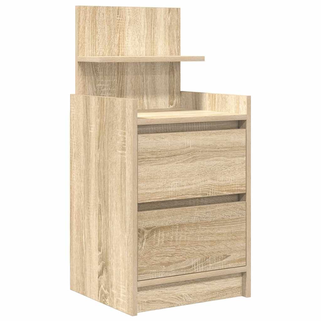 Vidaxl Sonoma Oak Bedside Cabinet With 2 Drawers 38X34x80 Cm
