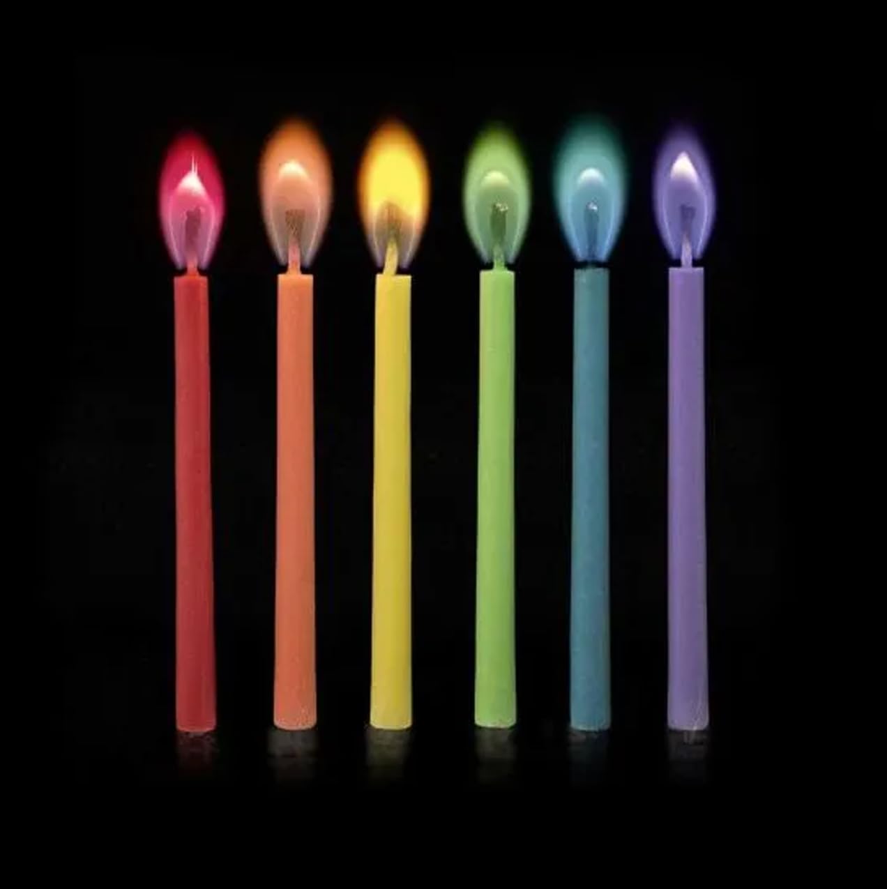 10 Coloured Flame Party Candles, Decorative Birthday Cake Celebration Candles Set with 10 Easy to Use Holders, Angel Flames, Assorted Coloured Birthday Party