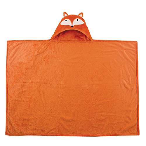 Image of Hudson Baby Unisex Baby and Toddler Hooded Animal Face Plush Blanket, Orange Fox, One Size