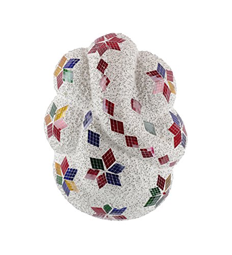 Image of Ganesha Wall Mounted Lamp - White Base with Multicolour Jewel Mosaic, Metal & Glass | Perfect for Home, Hall, Living Room, Bedroom, Hotel, Office Decoration | Decorative Light Lamp