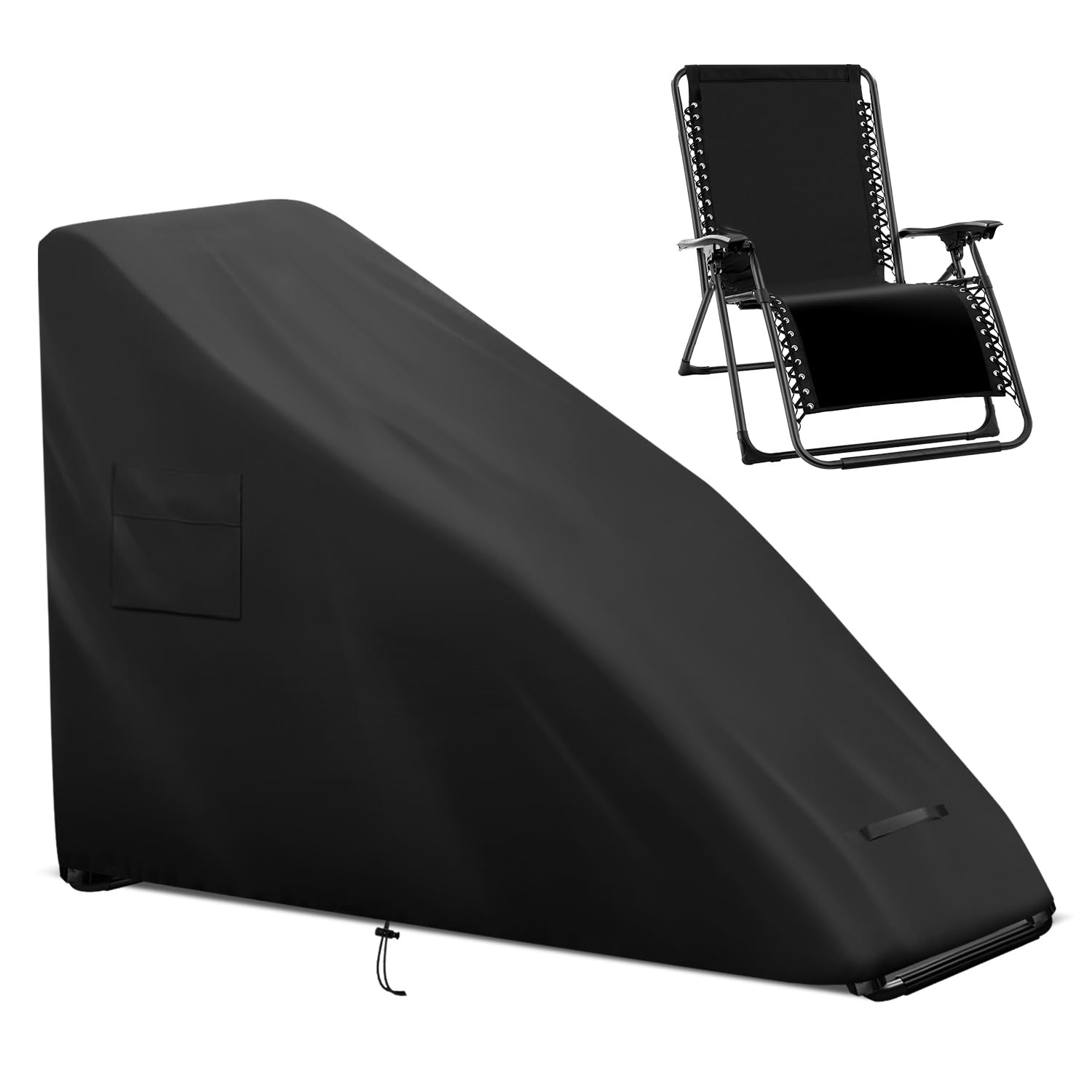Zero Gravity Chair Cover Heavy Duty 420D Patio Folding Recliner Lounge Chair Cover Outdoor Folding Lawn Covers Waterproof All Weather Dustproof Oxford with Storage Bag Black,58" L x 26" W x 44" H