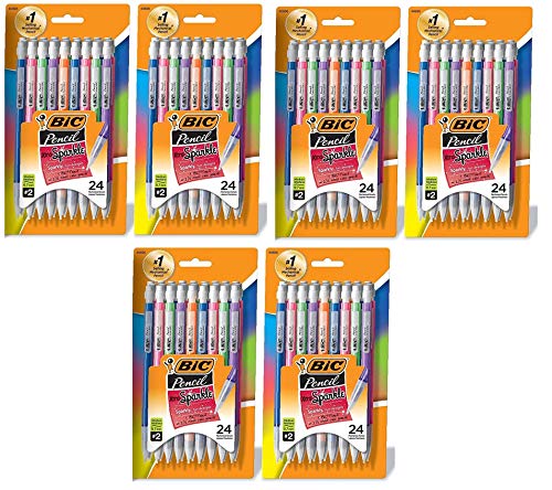 BIC Xtra Sparkle Mechanical Pencil, Colorful Barrel, Medium Point (0.7 mm), 48-Count, Refillable Design for Long-Lasting Use - 3 Pack