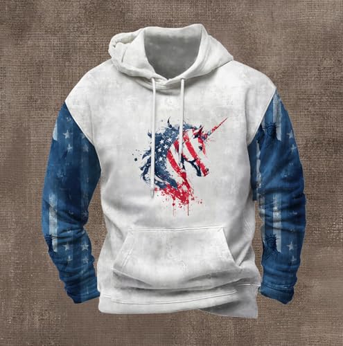 Men's Drawstring Hoodies Long Sleeve Pullover Tops with Pocket Casual American Flag Tee 2025 Fall Sport Trendy4