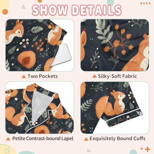 senya Brown Mouse Satin Summer Pajama Sets Silk Short Sleeve Button Down Sleepwear3