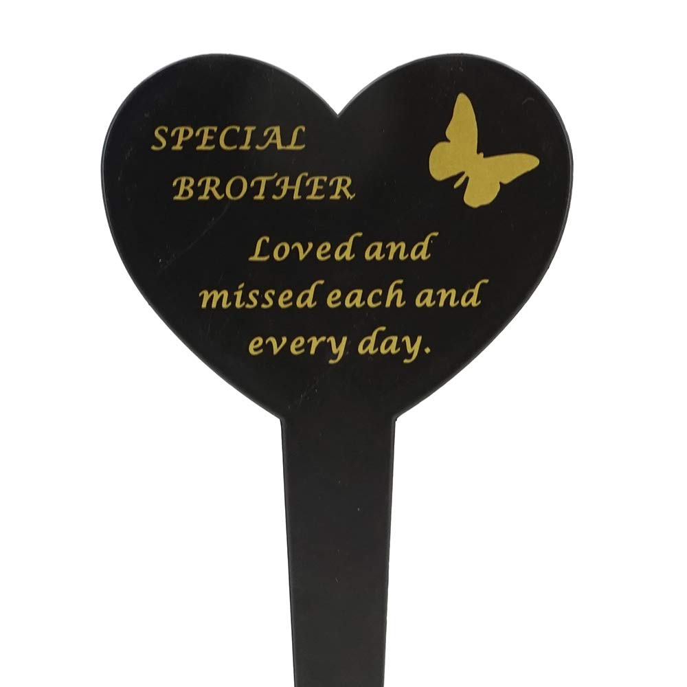 Angravememorials Multicoloured Special Brother Memorial Heart Remembrance Verse Ground Stake