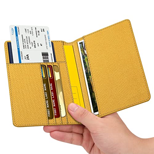 Image of FINTIE Passport Holder, Slim Travel Wallet RFID Blocking Card Case Cover Passport Cover Protector Essentials with Credit Card Slots for Women /Men | Slim