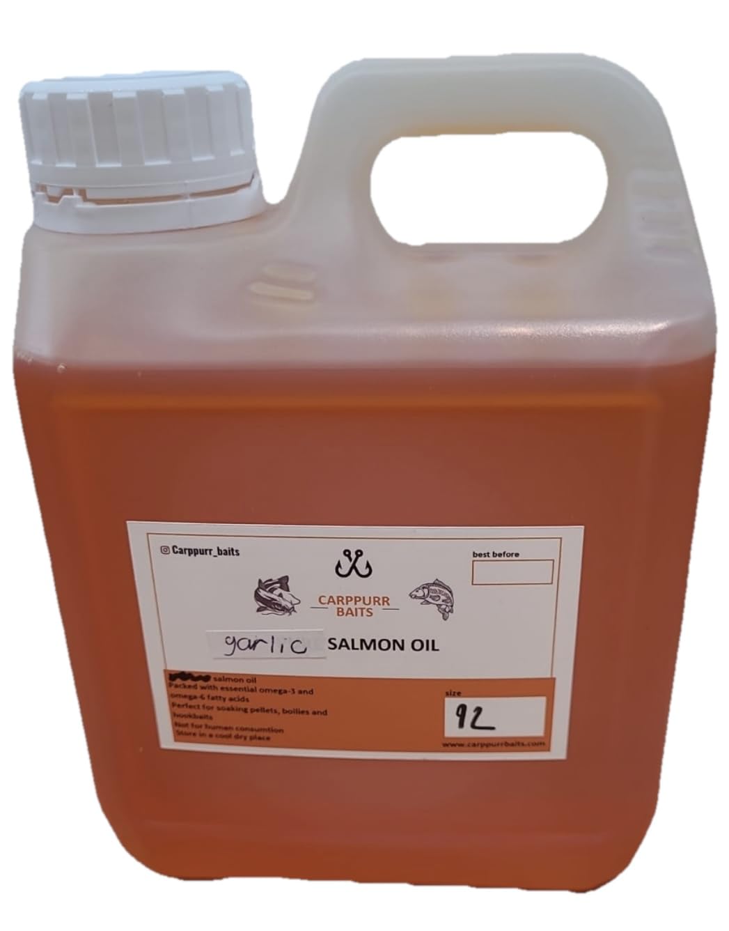 Carppurr baits Garlic Flavoured Salmon Oil โ 500ml-1L-2L-5L Fishing Attractant for Carp, Catfish & Coarse Fishing โ Liquid Bait Enhancer & Feed Additive (1 litre)