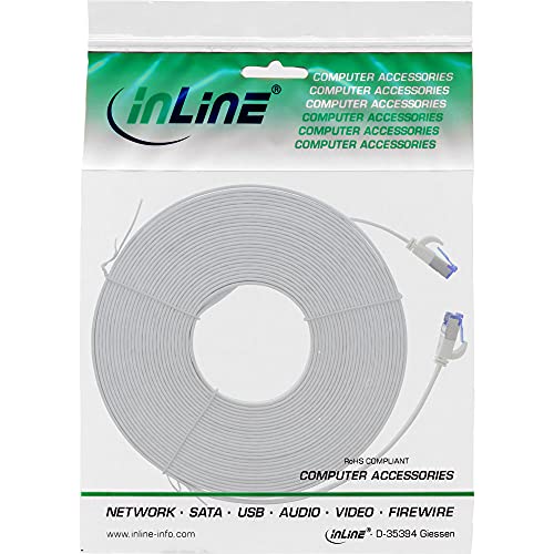 InLine® Flat Patch Cable U/FTP Cat.6A TPE Halogen- White 15 m - Image 2