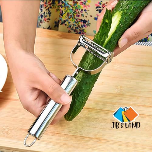 Image of 2 in 1 Stainless Steel Julienne Vegetable Peeler Multi-Functional Fruit & Veggie Shredder Slicer and Grater for Potatoes, Carrots, Cucumbers (2 in 1 Long Peeler)