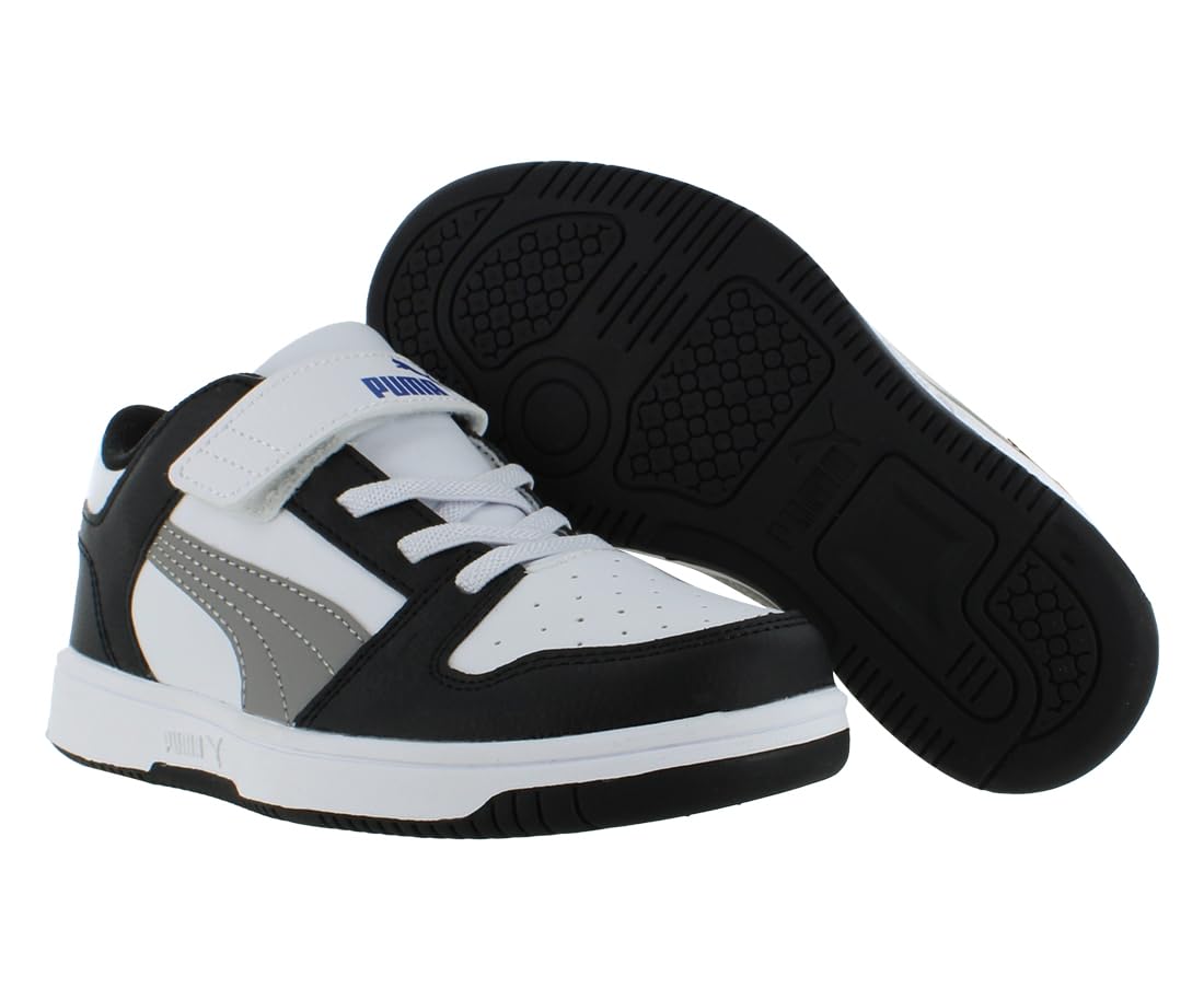 Puma Rebound Layup LO SL V Infant/Toddler Shoes Size 11, Color: White/Concreate Gray/Puma Black
