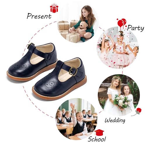 Image of PHIRAMIN Toddler Girl Mary Jane Student Oxford Shoes-Little Girl School Uniform Shoes for Wedding Party