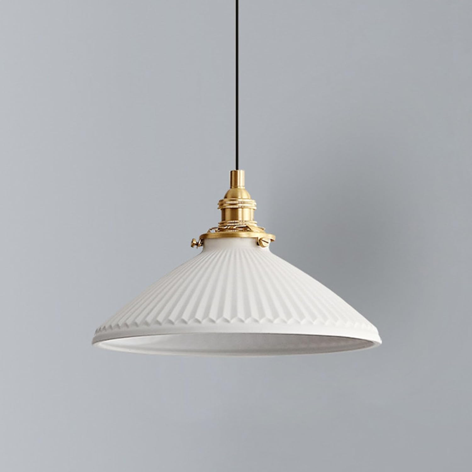 Suspension Industrielle Vintage en Céramique 23cm Blanc Lampe Suspendue avec Douille en Métal pour Chambre Île de Cuisine Salon Couloir Salle à Manger