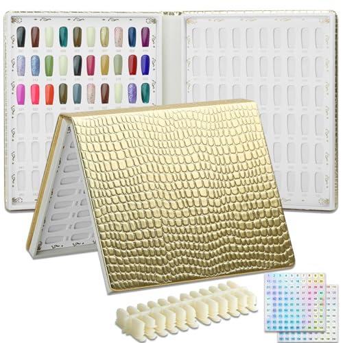C12rtive 120 colori Nail Swatches Book, Nail Art Nails Colour Display Book con 120 Nail Tips & 1-200 numeri adesivi, Nail Chart Display Book professionale per...