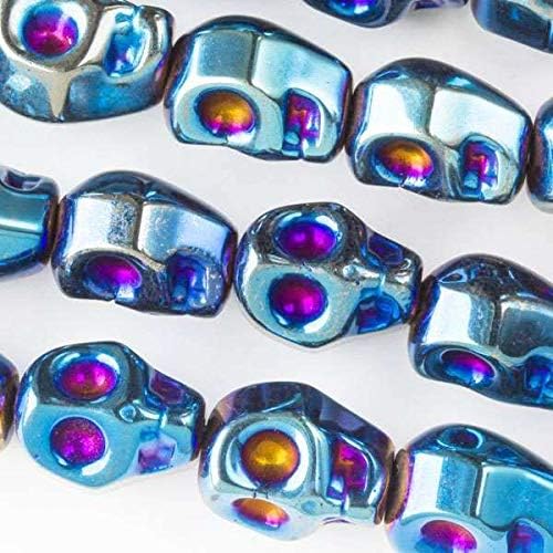 Cuentas de flor de cerezo de hematita galvanizadas cuentas azules de 0.315 x 0.394in de cráneo  hilo de 7.9in