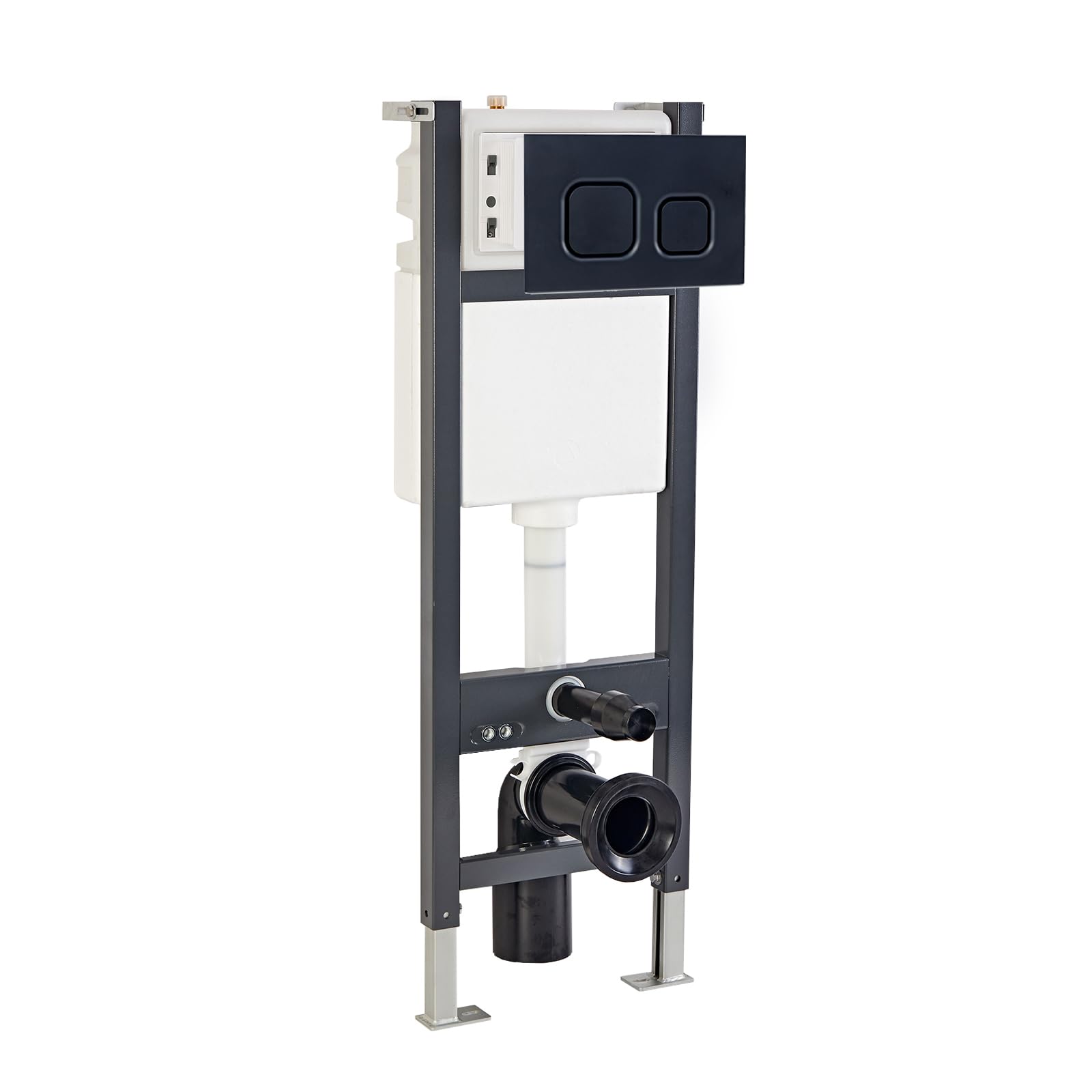 Nes Home WC Toilet Cistern Frame with Avant Matt Black Square Push Button
