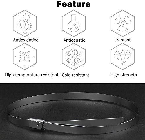 Stainless Steel Cable Ties, Tiberham 100 Pcs 200 x 4.6 mm Heavy Duty Self-Locking Cable Zip Ties, Multi-Purpose Metal Exhaust Wrap Locking Ties for Home Office Garage Workshop