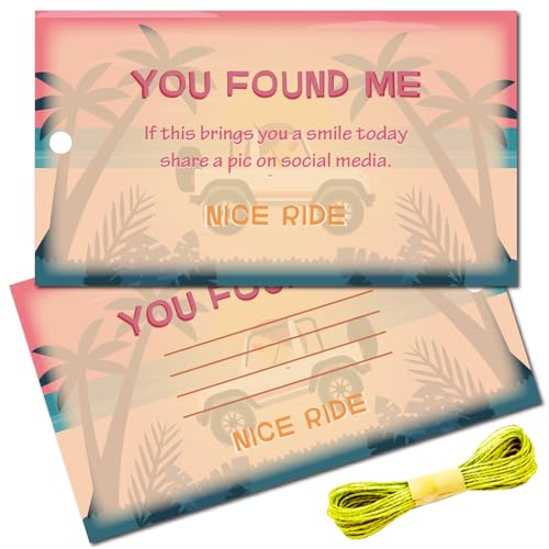 CREATCABIN 50 tarjeta Que Te Han Esquivado,Etiquetas Pato,Tarjeta Pato,Jeep,Etiquetas Pato,Tarjeta Pato Jeep con Agujero Y Cordel para Pato Goma,Coche,Decoración Jeeps,Regalos 8.75x5cm,Me Encontraste