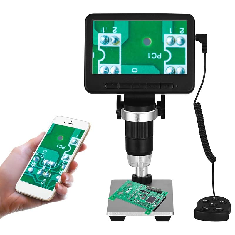 Cyfrowa kamera mikroskopowa, powiększenie 500-1000x, wyświetlacz LCD 5 cali, regulowane światła LED, w zestawie stojak
