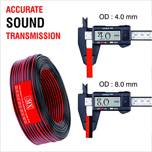 Image of MX Speaker Cable High Performance Red & Black 50 meters Coil Premium Speaker Wires for Home Theater Systems Speakers Vehicles Car Audio Amplifiers (Red & Black, 12 AWG - 50 METER (4.0 X 8.0 MM))