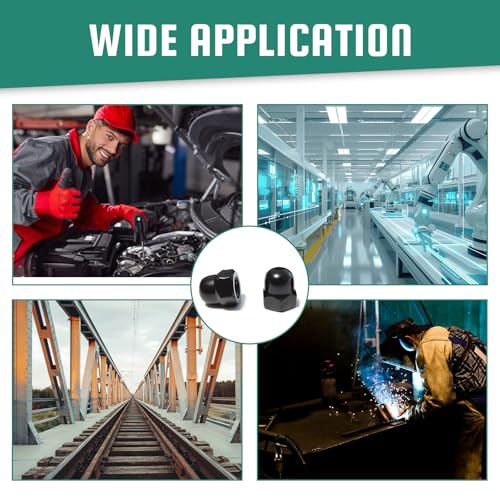 BACSHBY 5 Stück Hutmuttern M12 Edelstahl A2 V2A Mutter Schwarz, Hohe Form DIN 1587 Sechskant Kappenmuttern für Schrauben, Gewindebolzen, Gewindestangen