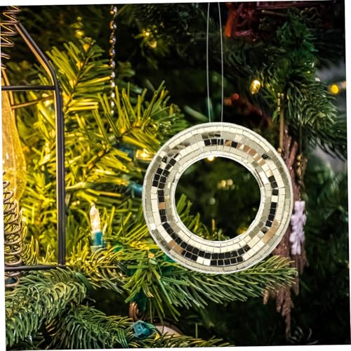 Adorno de bola espejada dorada para árbol de Navidad, colgante reflectante festivo para bodas, cumpleaños y fiestas miniatura 4
