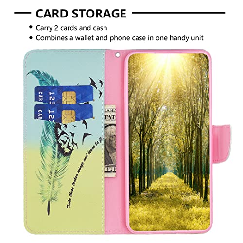 Nothing Phone 1 Case Shockproof Slim PU Leather Flip Pouch Wallet Phone Silicone Phone Cover with Magnetic Stand Card Holder Slot Protective Smartphone Cases for Nothing Phone One Feather Birds - Image 2