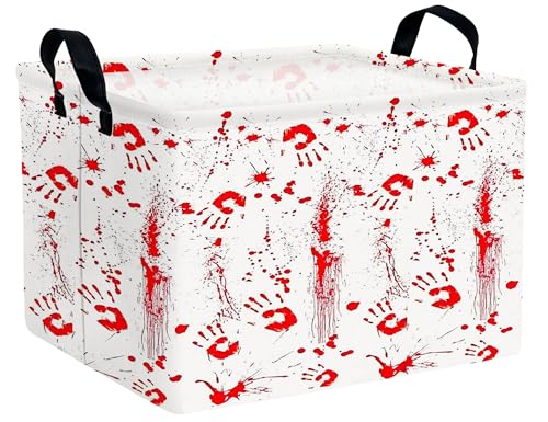 Image of Large Halloween Themed Candy Gift Boo Basket for Kids Baby Personalized Adults Storage Bin Fall Decor(Fingerprint Blood Stain)