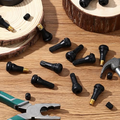 Image of Tallew 300 Pieces TR413 Tire Valve Stems, Rubber Snap-in Tubeless, Black