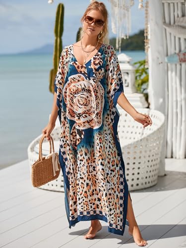 Image of Kaftan Dresses for Women Plus Size Bathing Suit Cover up Caftan Maxi Beach Dresses