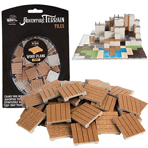 Monster Adventure Terrain- 50pc Wood Plank Tile Expansion Pack- Hand-Painted 1x1â€ Tile Set- Easy Snap Creates Amazing Tabletop Terrain in Minute- Customize Your D&D and Pathfinder Dungeons Your Way